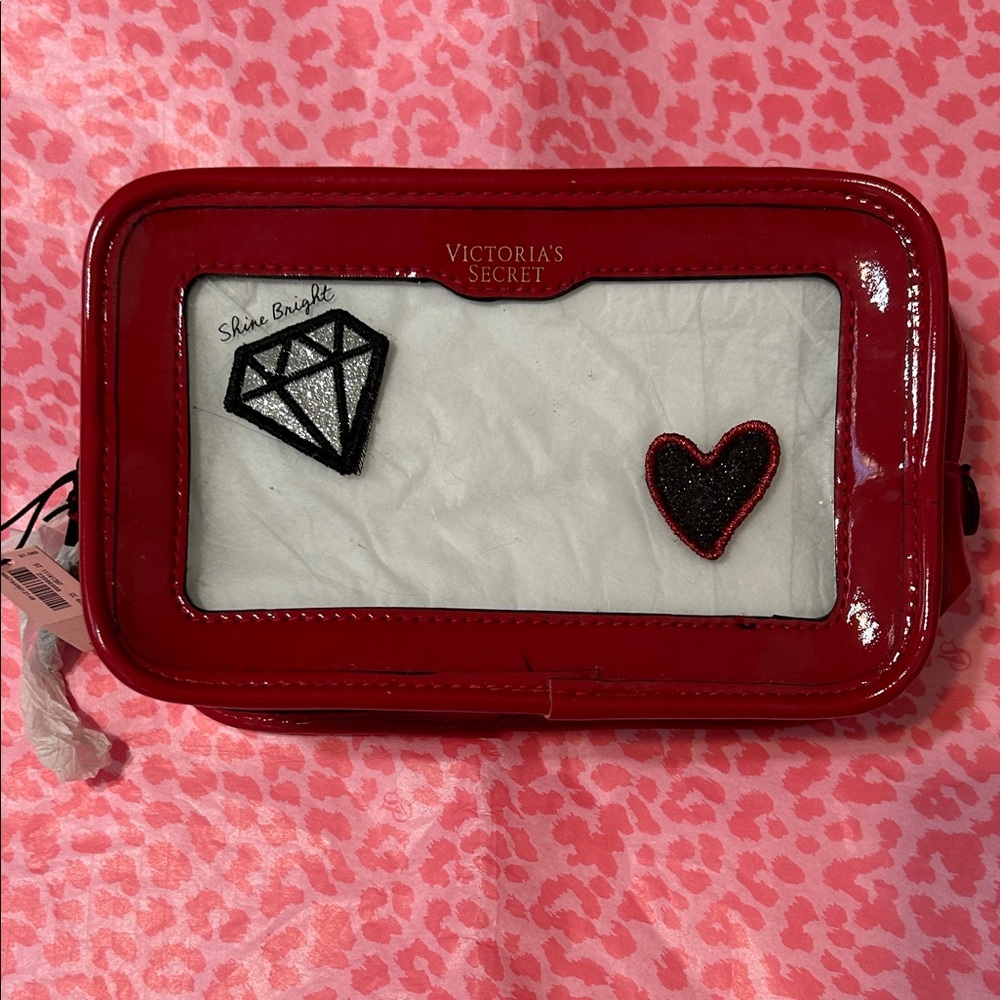 Victoria's Secret Red and White Cosmetic Bag